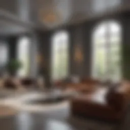 Luxurious living room interior showcasing modern furnishings and decor