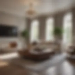 A pristine living room after deep cleaning with sparkling surfaces and organized decor.
