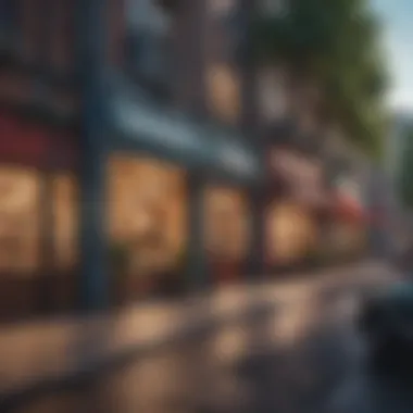 Lively Community Scene View of a vibrant neighborhood with shops and cafes