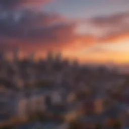 A panoramic view of Seattle's skyline at sunset