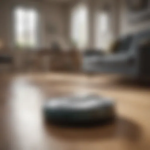 High-tech robotic vacuum navigating a room