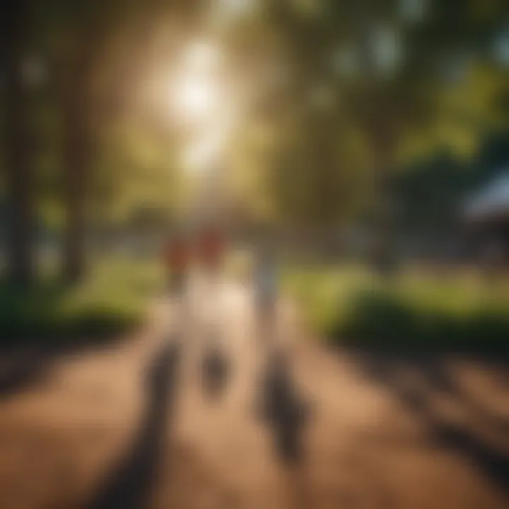 Children playing in a vibrant park surrounded by families enjoying a sunny day