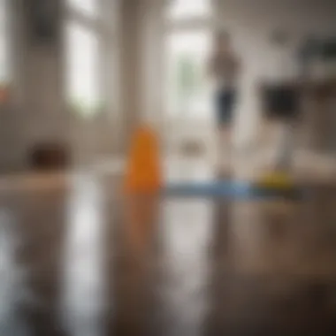 A demonstration of cleaning technique on a floating floorboard