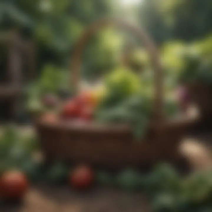 Healthy vegetable harvest in a wicker basket