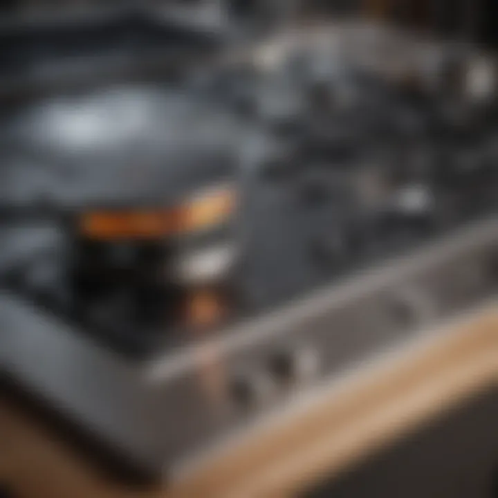 A before and after comparison of a stainless steel cooktop