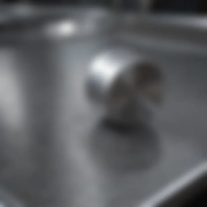 Close-up of stainless steel surface shining after maintenance