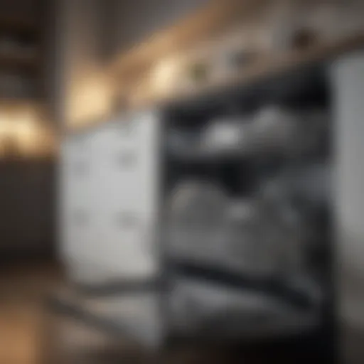 Interior of a dishwasher showing clean components