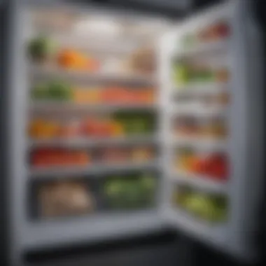 A pristine refrigerator interior showcasing organized shelves and fresh produce