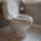 Close-up view of a toilet bowl with visible blockage