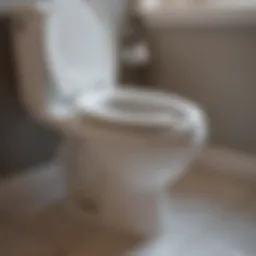 Close-up view of a toilet bowl with visible blockage