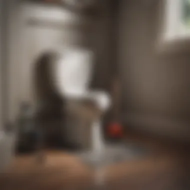 Illustration of a toilet with a plunger in action