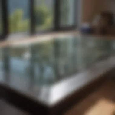 A pristine glass top reflecting natural light