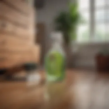 Eco-friendly cleaning products arranged neatly on a wooden surface.