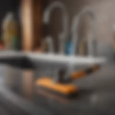 Innovative cleaning tools displayed on a countertop, emphasizing modern design.