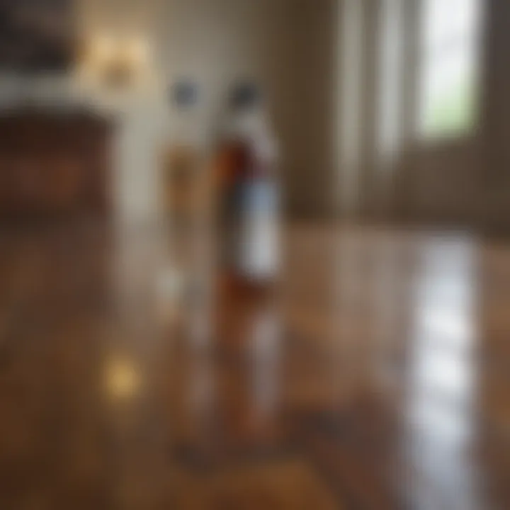 Bottles of vinegar and water for cleaning wood floors