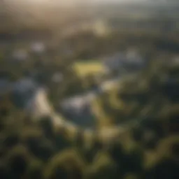 Aerial view of a vast piece of land for measuring area.