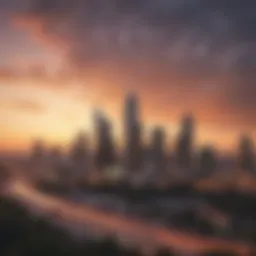 A panoramic view of Atlanta's skyline during sunset