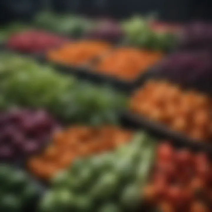 Vibrant potted vegetables showcasing a variety of colors and textures.