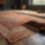 Vibrant natural fiber rug with cleaning supplies