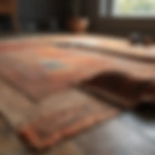 Vibrant natural fiber rug with cleaning supplies