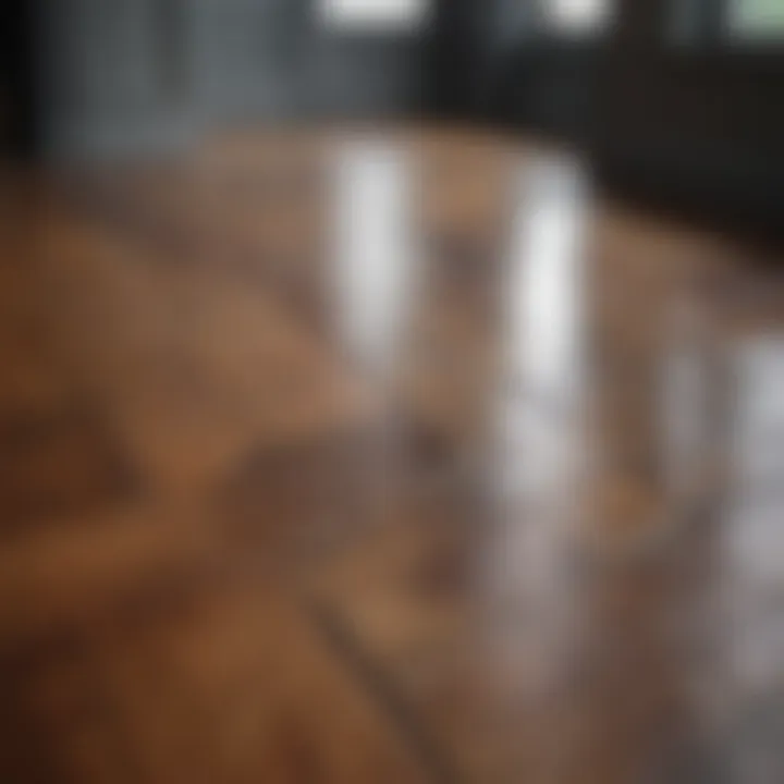 Before and after comparison of a stained hardwood floor