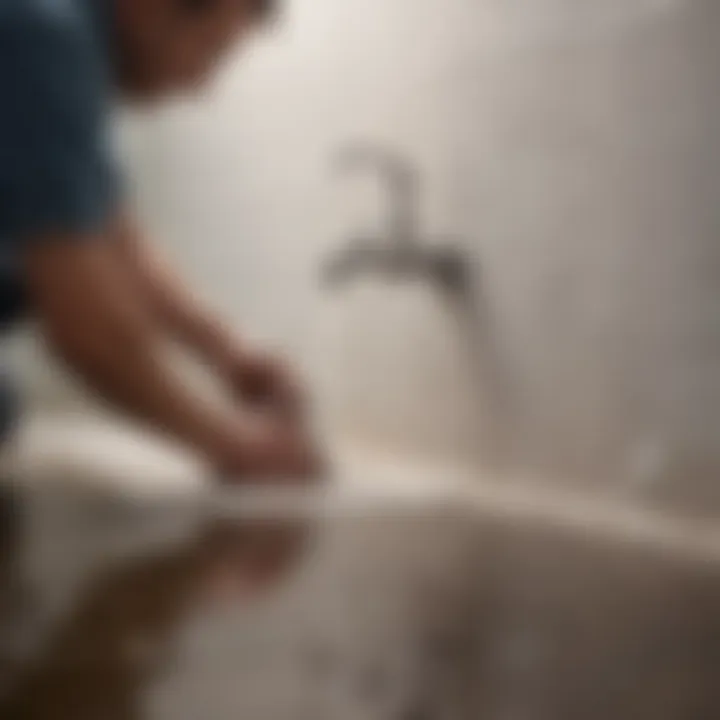 Homeowner applying baking soda to a drain