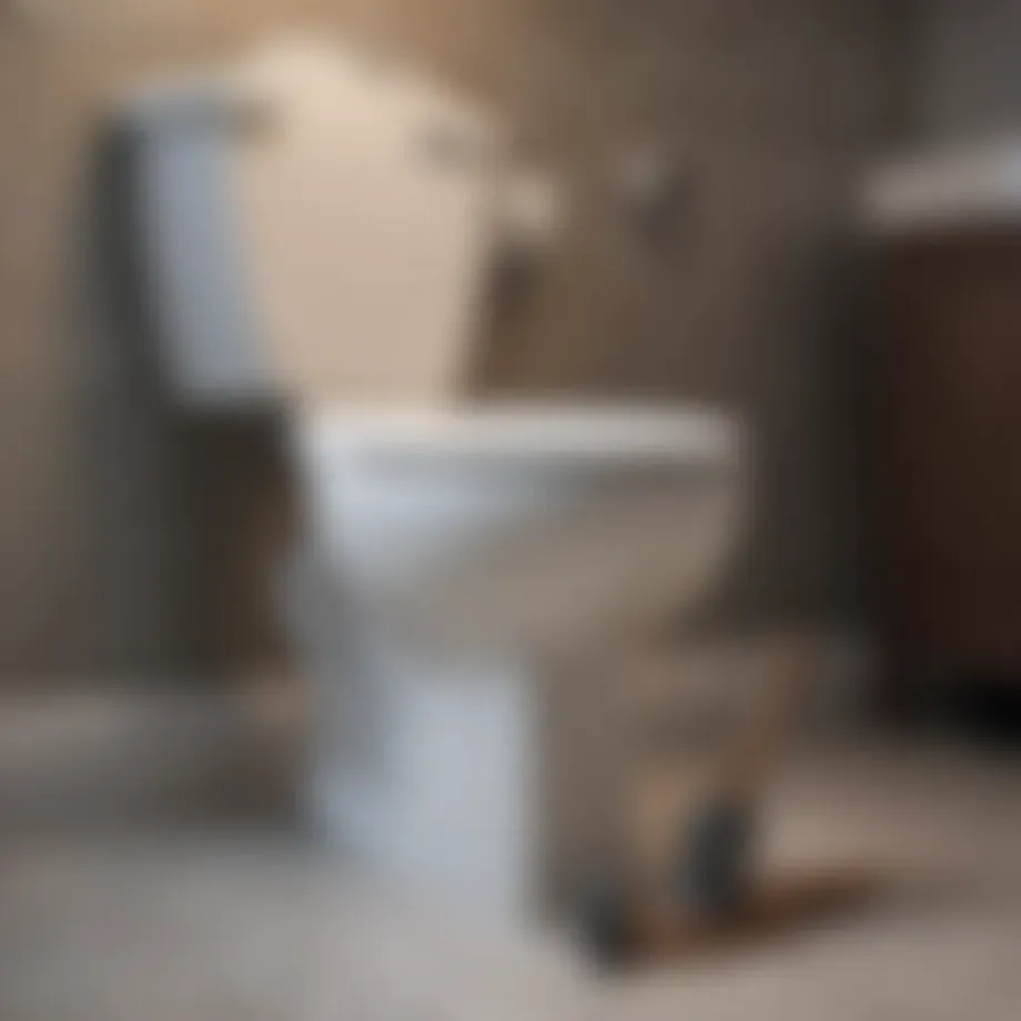 A plunger poised above a toilet bowl ready for action