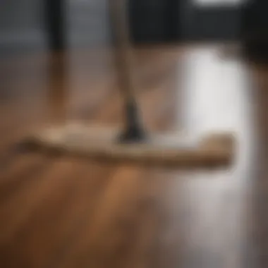 Demonstration of proper technique for mopping fake hardwood