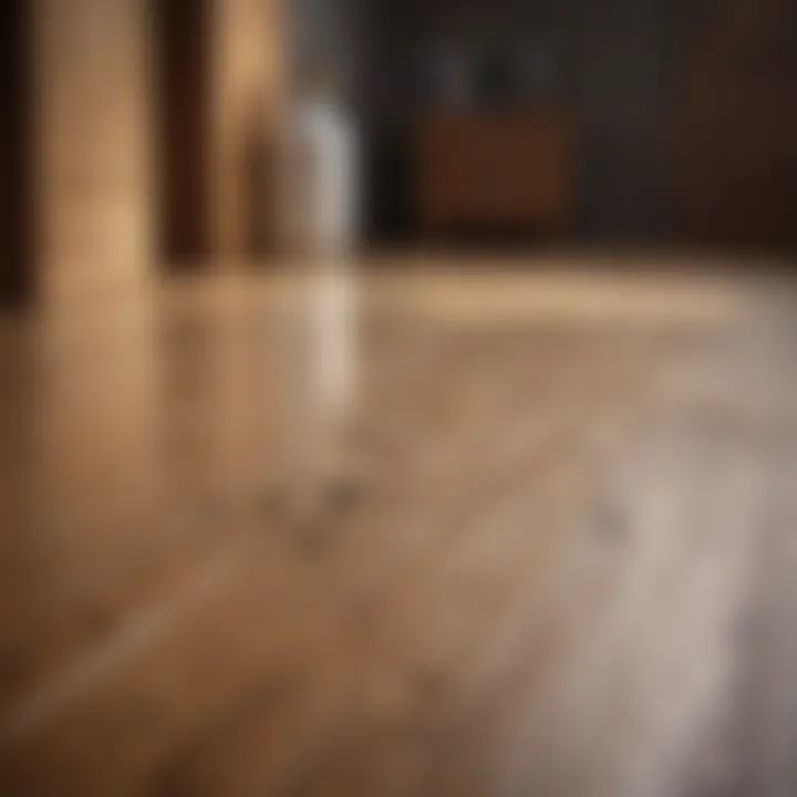 Natural cleaning products arranged on a wooden surface