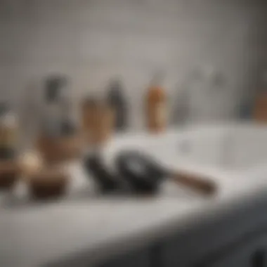 Tools for Clearing Hair Clogs Various tools for clearing drains arranged on a countertop