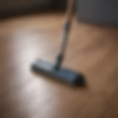 Cleaning tools laid out for laminate floor maintenance