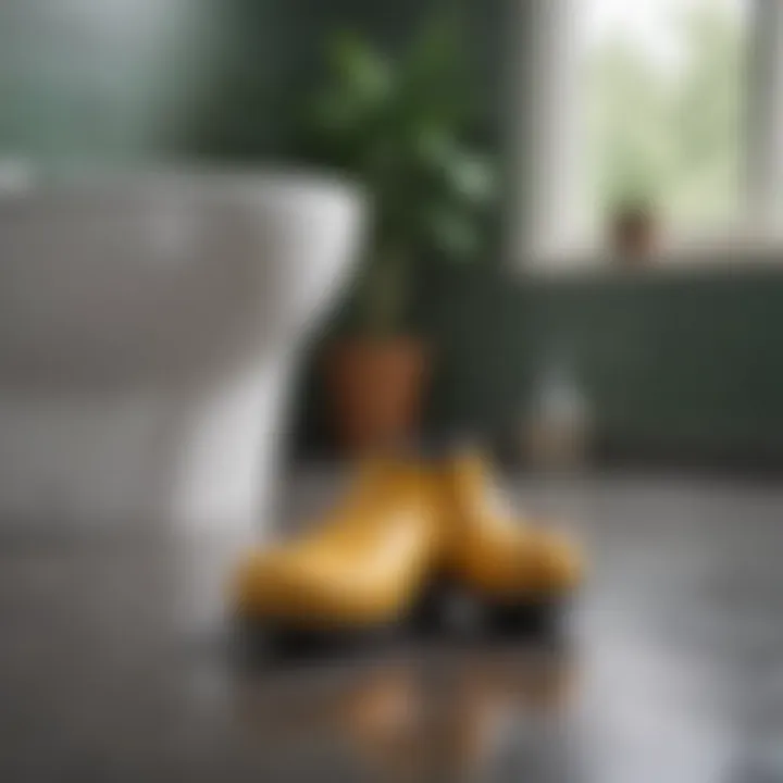 Natural solutions for toilet clogs displayed in a bathroom setting