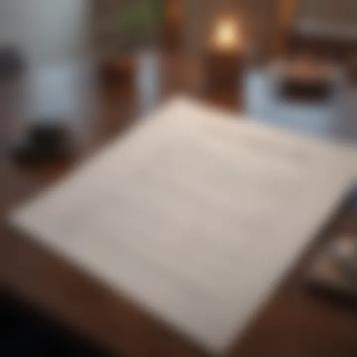 A detailed view of a rental agreement document laid on a table.