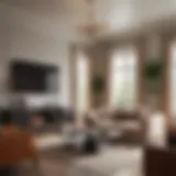 Elegant living room showcasing a harmonious blend of modern furniture and decor.
