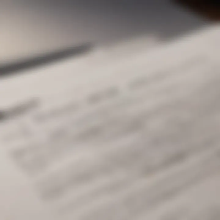 Detailed view of a rental agreement document
