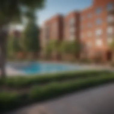 Community Amenities in Focus A vibrant community amenity area featuring a park and recreational facilities near residential apartments.