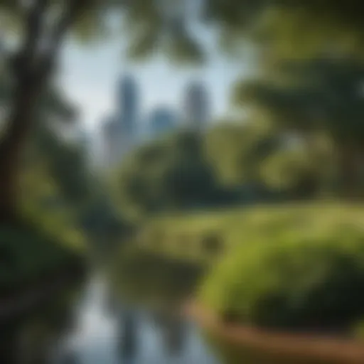 A scenic view of Piedmont Park showcasing lush greenery and city skyline.