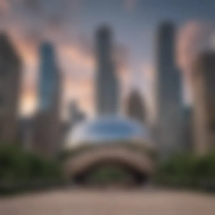 A picturesque view of Millennium Park featuring the Cloud Gate sculpture