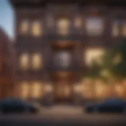 Exterior view of a heritage apartment showcasing unique architectural features