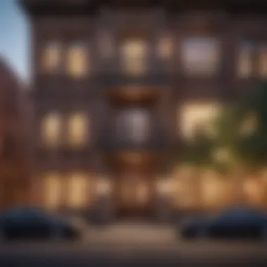 Exterior view of a heritage apartment showcasing unique architectural features