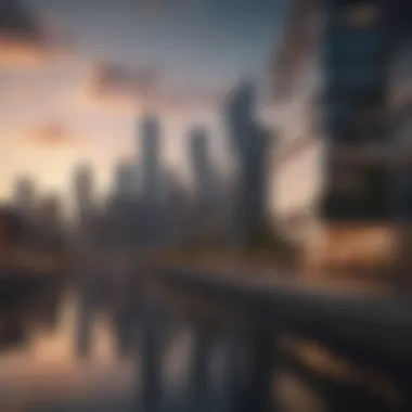 City Skyline with Modern Architecture A picturesque city skyline showcasing modern architecture