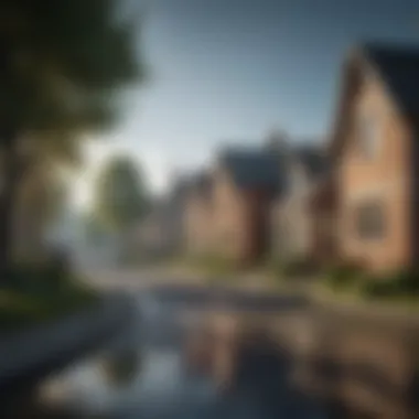 Tranquil Small Town Landscape A serene landscape depicting a tranquil small town