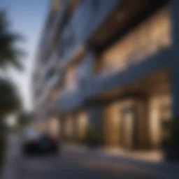 Stylish exterior view of Moda Apartments