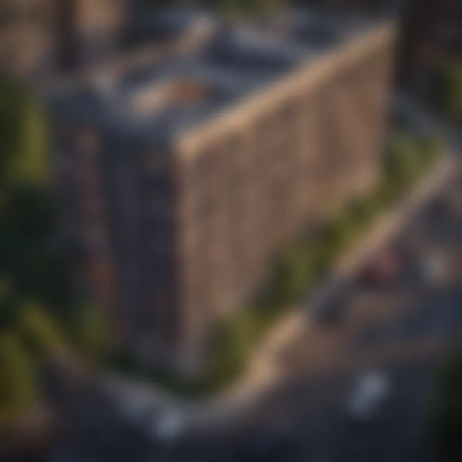 Aerial view of Grant Park showcasing platform apartments