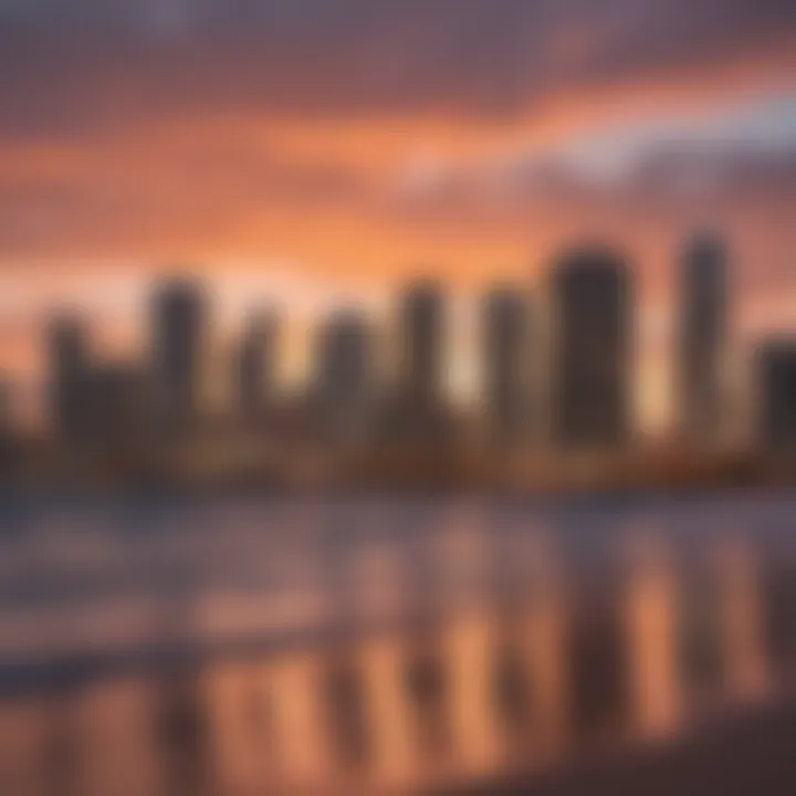 The stunning skyline of Miami Beach at sunset