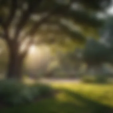 Relaxing Park Scene in Austin Suburbs A serene park setting with retirees enjoying leisure activities