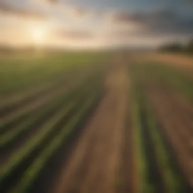 A serene landscape of agricultural land with crops