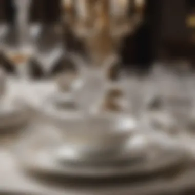 Elegant Formal Dinnerware Setting Elegant formal dinnerware setting with fine china and crystal glassware