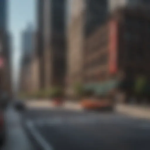 A vibrant street scene in the heart of Chicago's Loop, showcasing iconic skyscrapers.