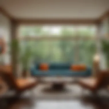 Iconic Mid Century Modern Living Room A striking mid century modern living room showcasing iconic furniture and design elements